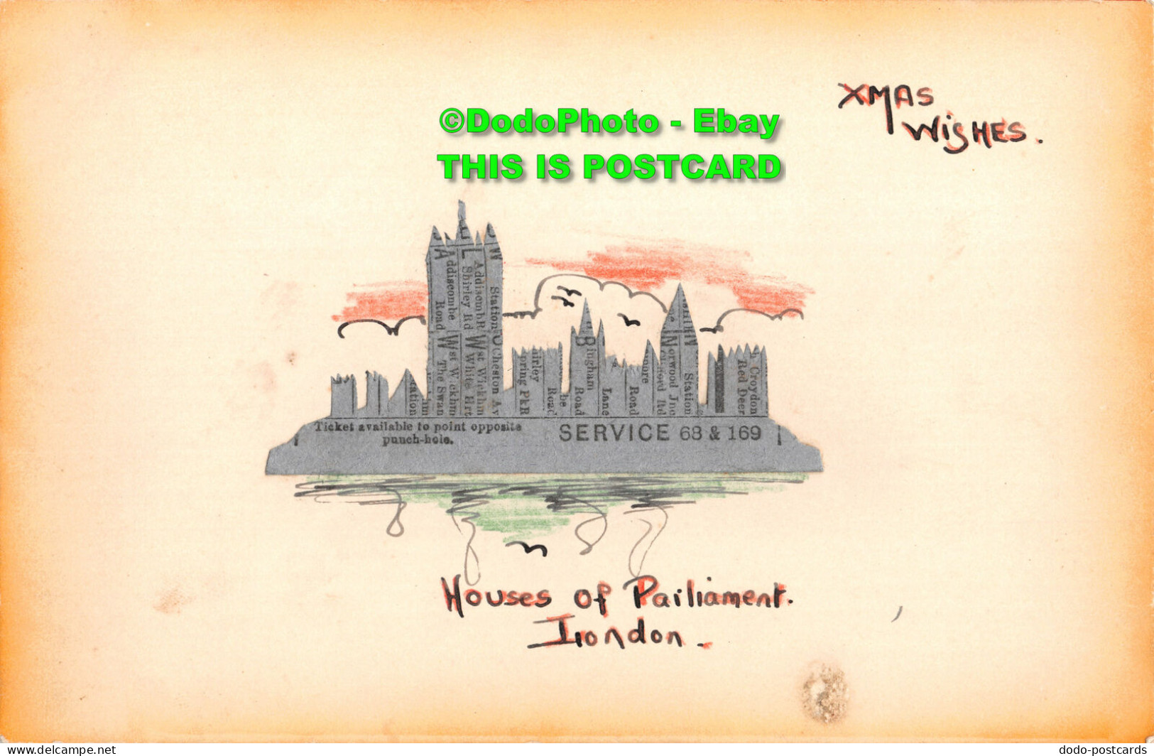 R427973 Xmas Wishes. Houses Of Parliament. London - Andere & Zonder Classificatie