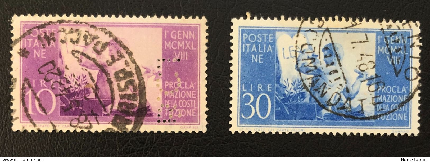 1948 - Proclamation Of The New Constitution (Complete Series) - ITALY STAMPS - 1946-60: Used