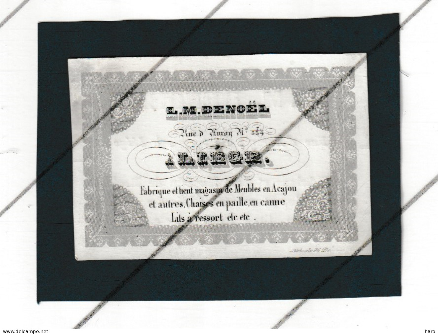 LIEGE - Carte De Visite Porcelaine - Fabrique Meubles En Acajou, Chaises En Paille -JANNE - JANSSEN  +/- 1850 - (Mi 13) - Cartes De Visite