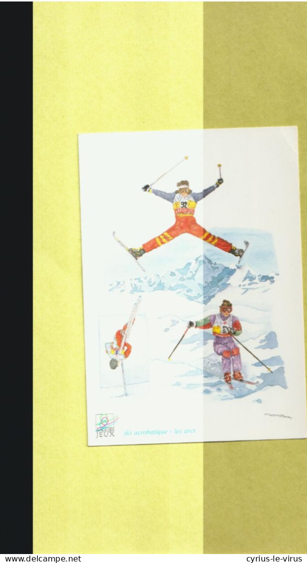 Jeux Olympiques **Ski Acrobatique ** Les Arcs  ** Aquarelle Christian Burdet - Sport Invernali