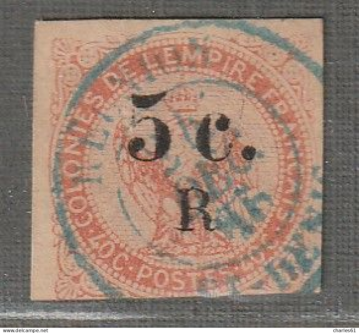 REUNION - N°3 Obl (1885-86) 5c Sur 40c Vermillon - Signé : Calves - Used Stamps