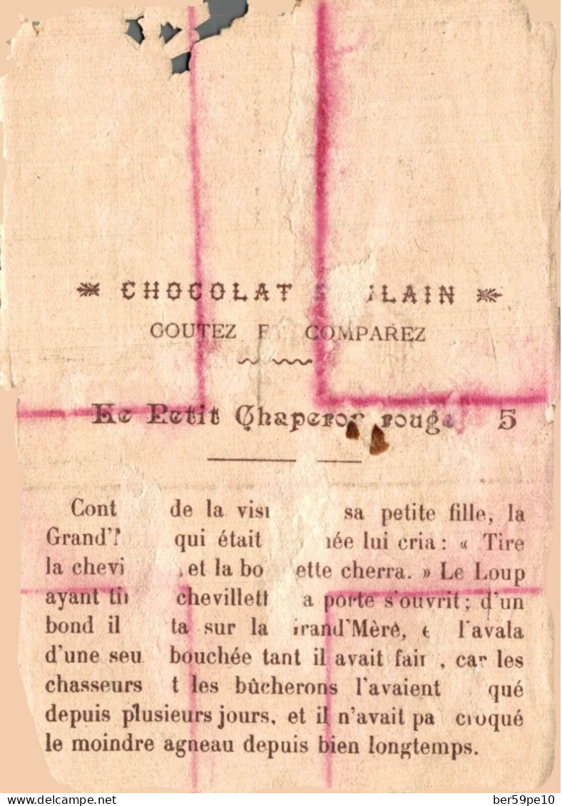 CHROMO DECOUPI EN RELIEF CHOCOLAT POULAIN LE PETIT CHAPERON ROUGE N°5 LE LOUP DEVORE LA GRAND MERE - Poulain