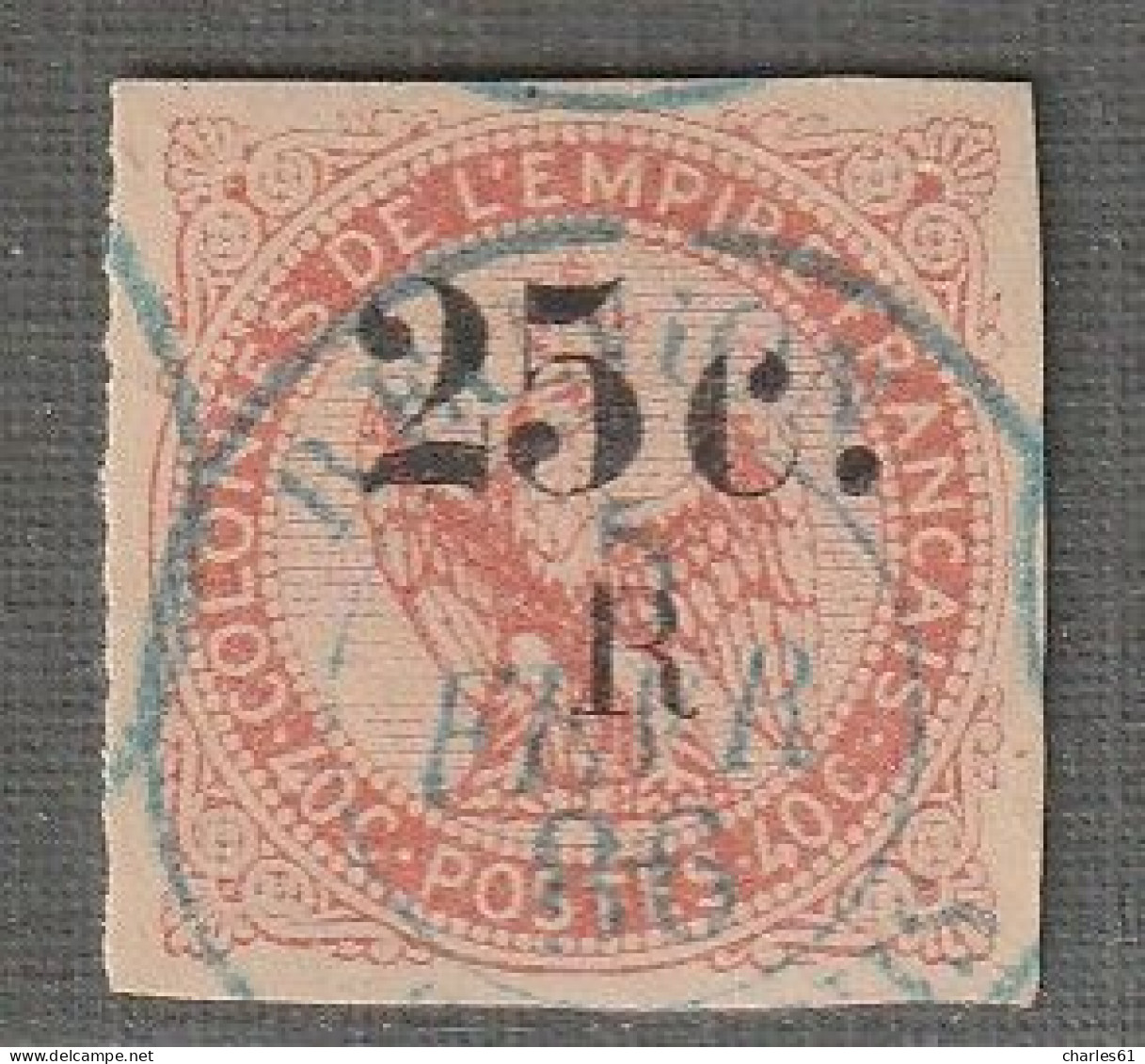 REUNION - N°4 Obl (1885-86) 25c Sur 40c Vermillon - - Used Stamps