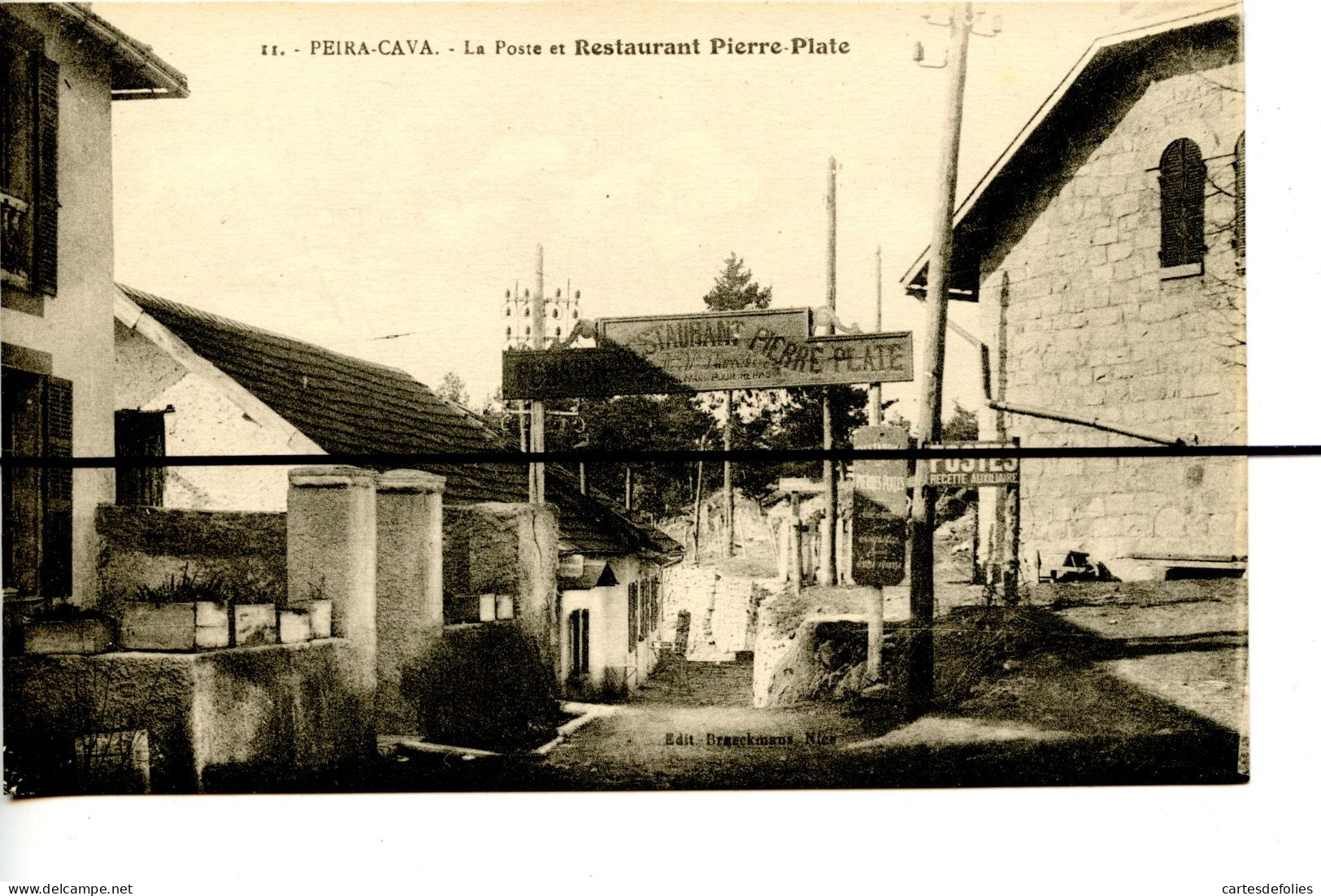 CPA . D06. Alpes-Maritimes .Piera-Cava . La Poste Et Le Restaurant Pierre Plate - Autres & Non Classés