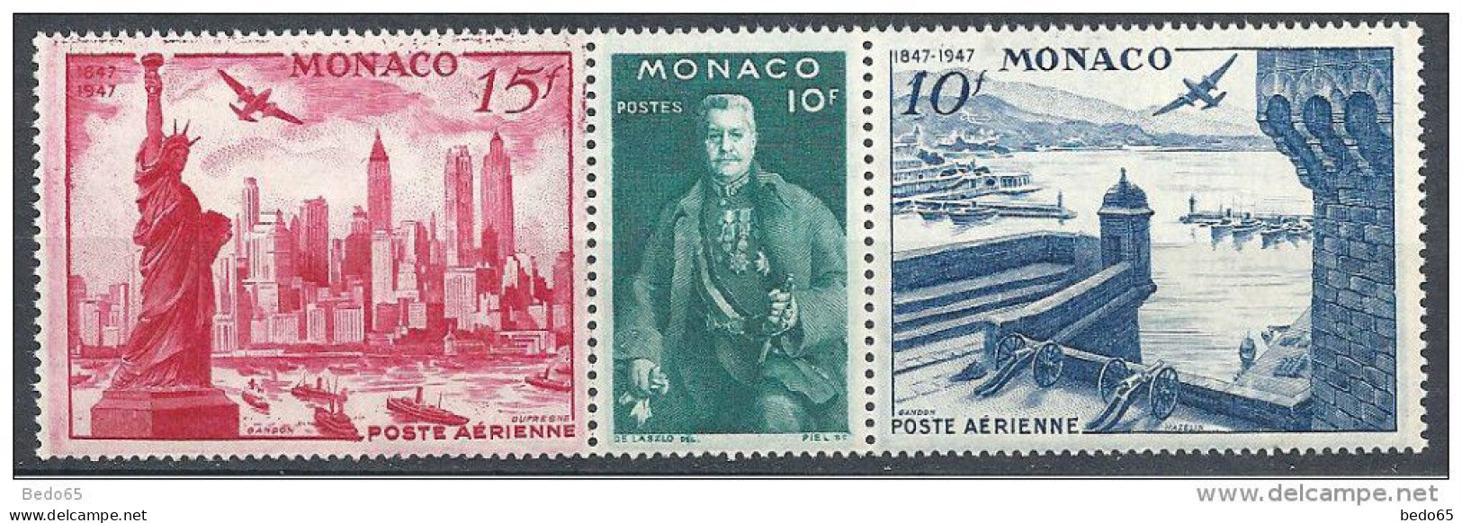 MONACO PA N° 25/27 EN TRIPTYQUE NEUF** LUXE - Airmail