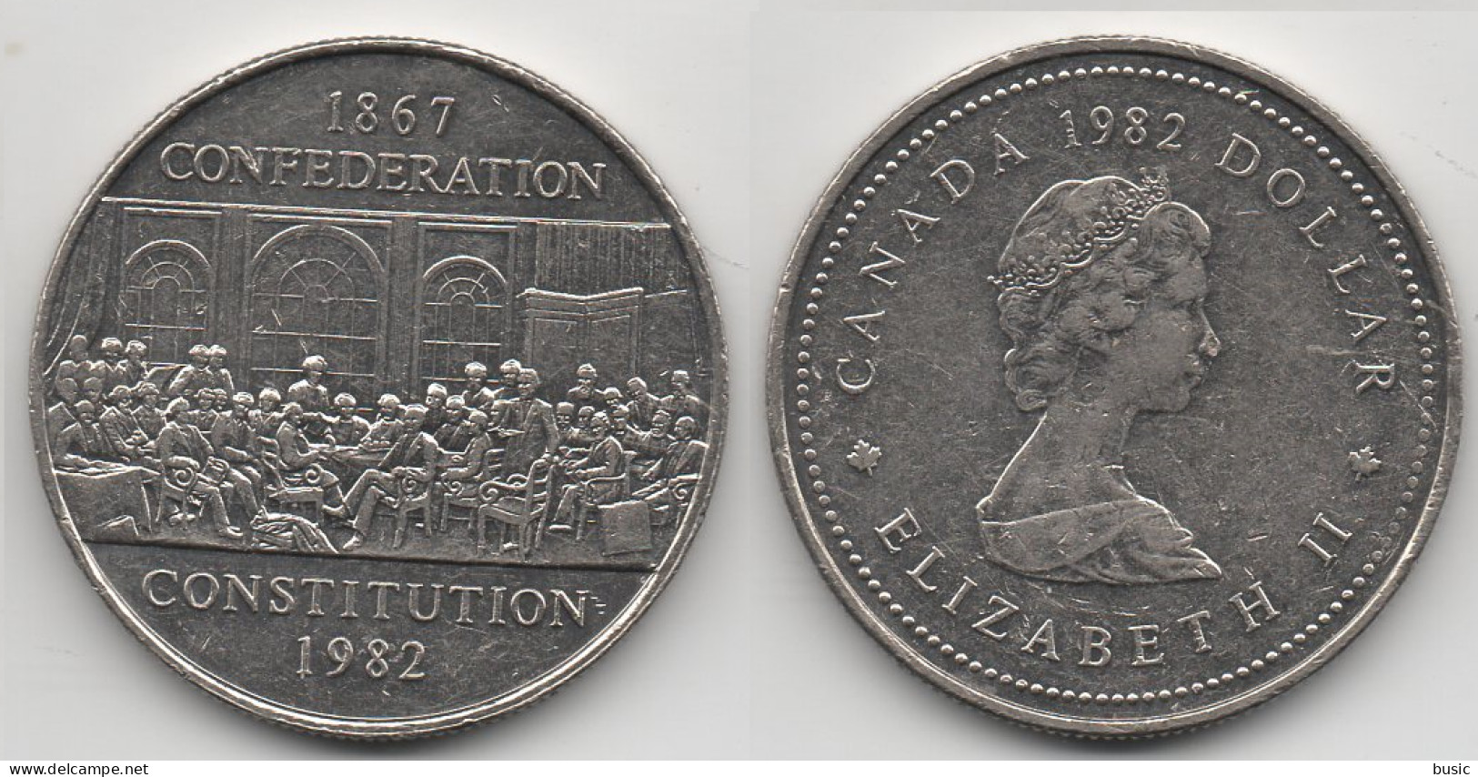 +  1 DOLLAR 1982 + CONSTITUTION + - Canada