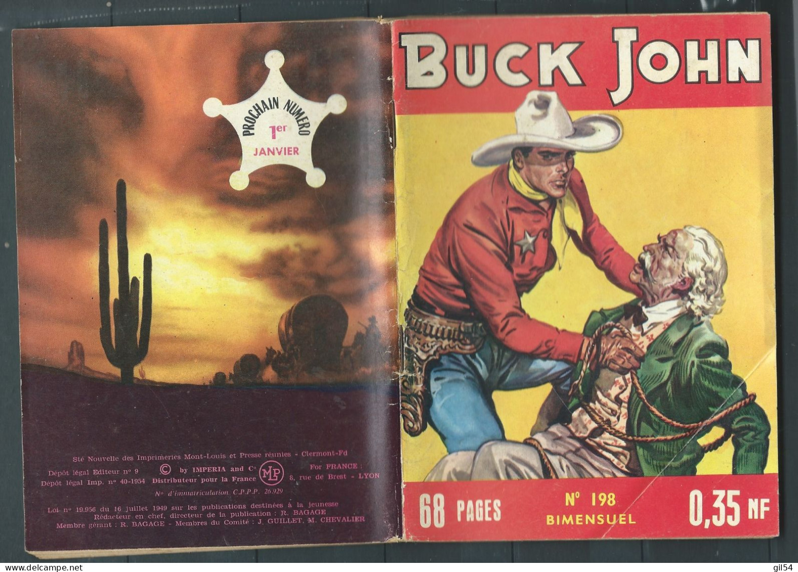 Bd " Buck John   " Bimensuel N° 198 "  Et Le Condamné    , DL  N° 40  1954 - BE-   BUC 0802 - Kleinformat