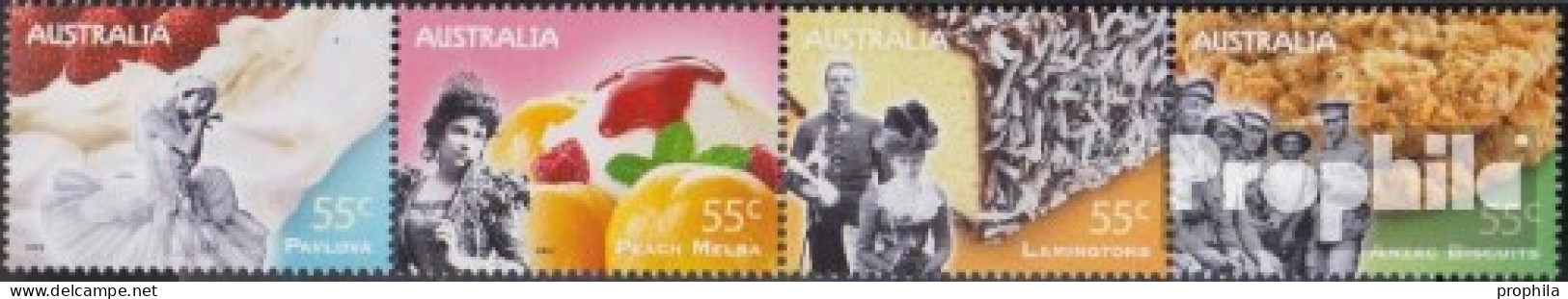 Australien 3197-3200 Viererstreifen (kompl.Ausg.) Postfrisch 2009 Süßspeisen - Mint Stamps