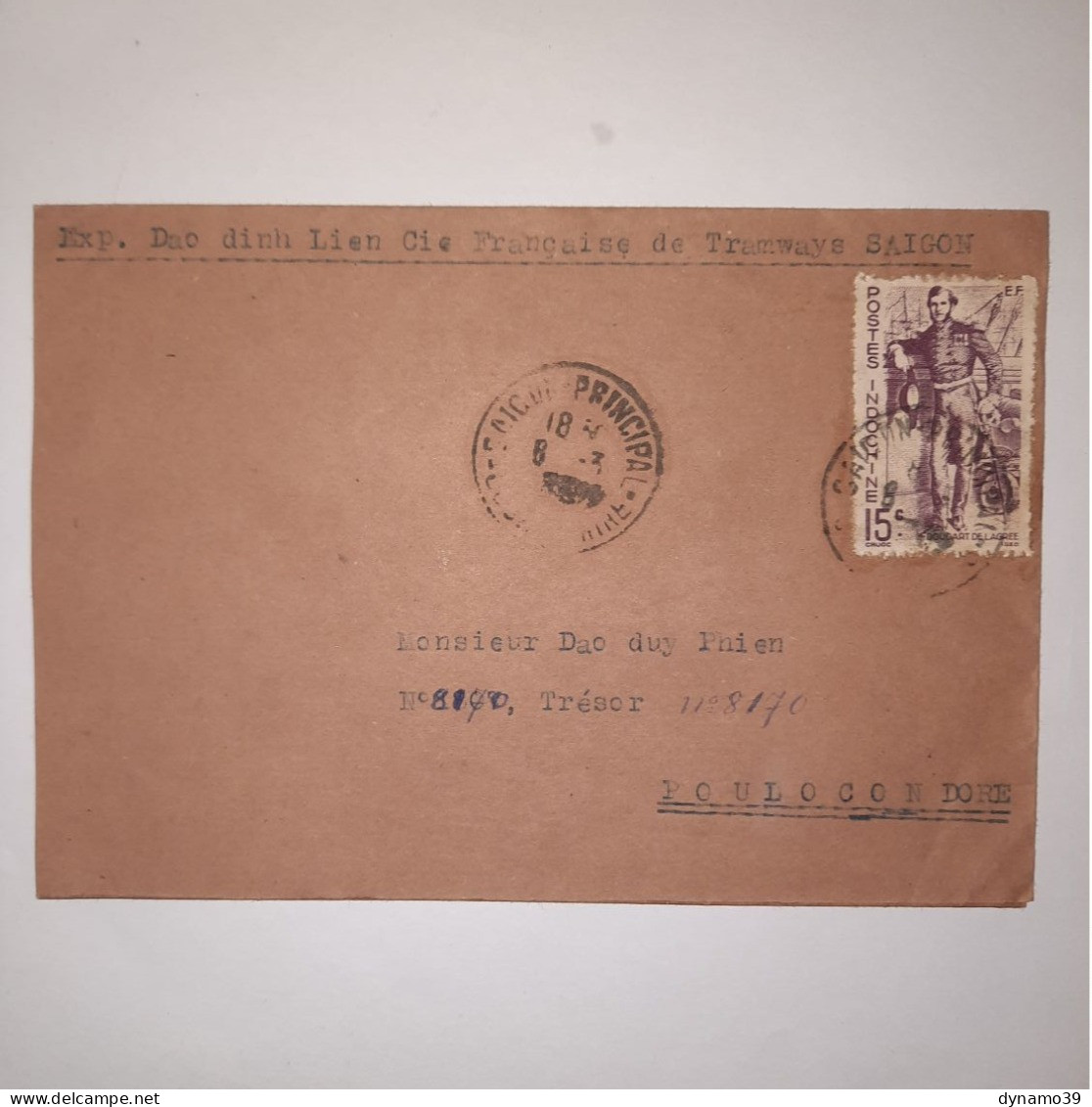 03K6 TRES RARE - ANCIENNE LETTRE ENVELOPPE INDOCHINE 1945 VERS BAGNE POULO CONDORE - Andere-Azië