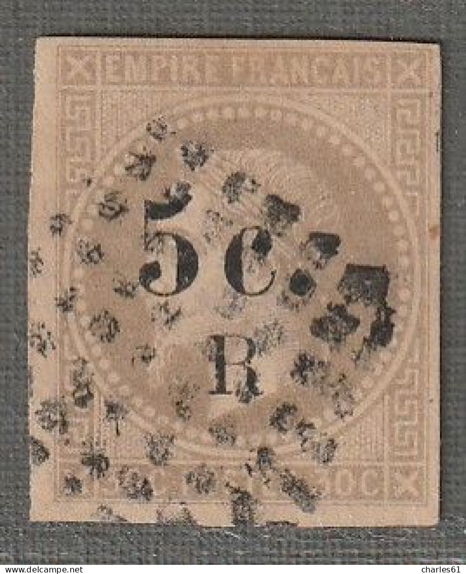 REUNION - N°5 Obl (1885-86) 5c Sur 30c Brun - Used Stamps