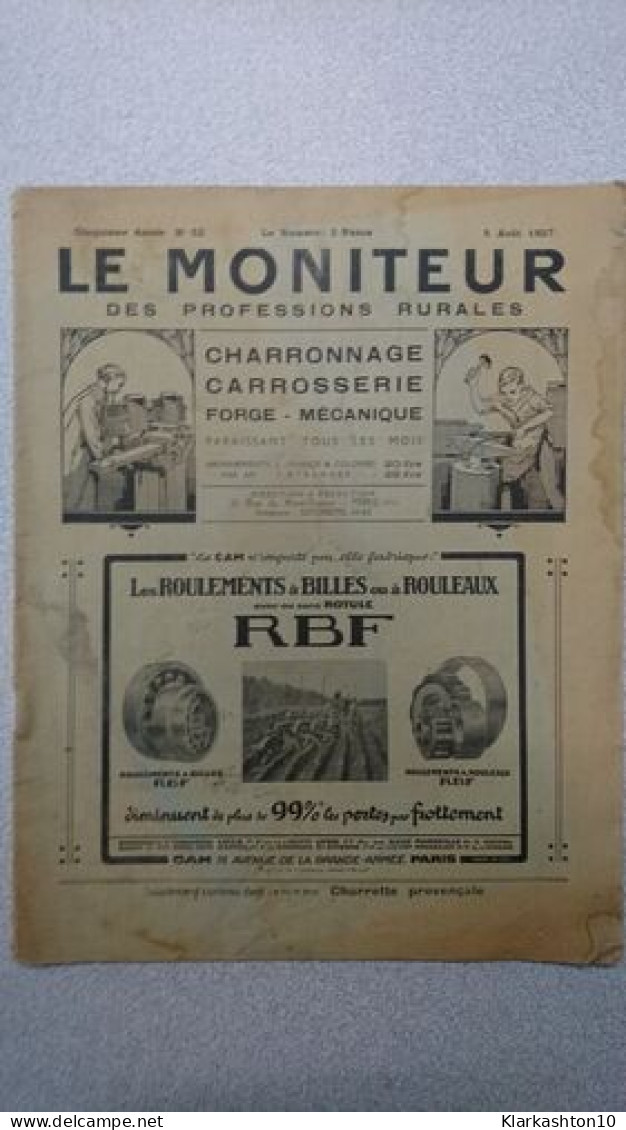 Le Moniteur Des Professions Rurales N.52 - Août 1927 - Non Classés