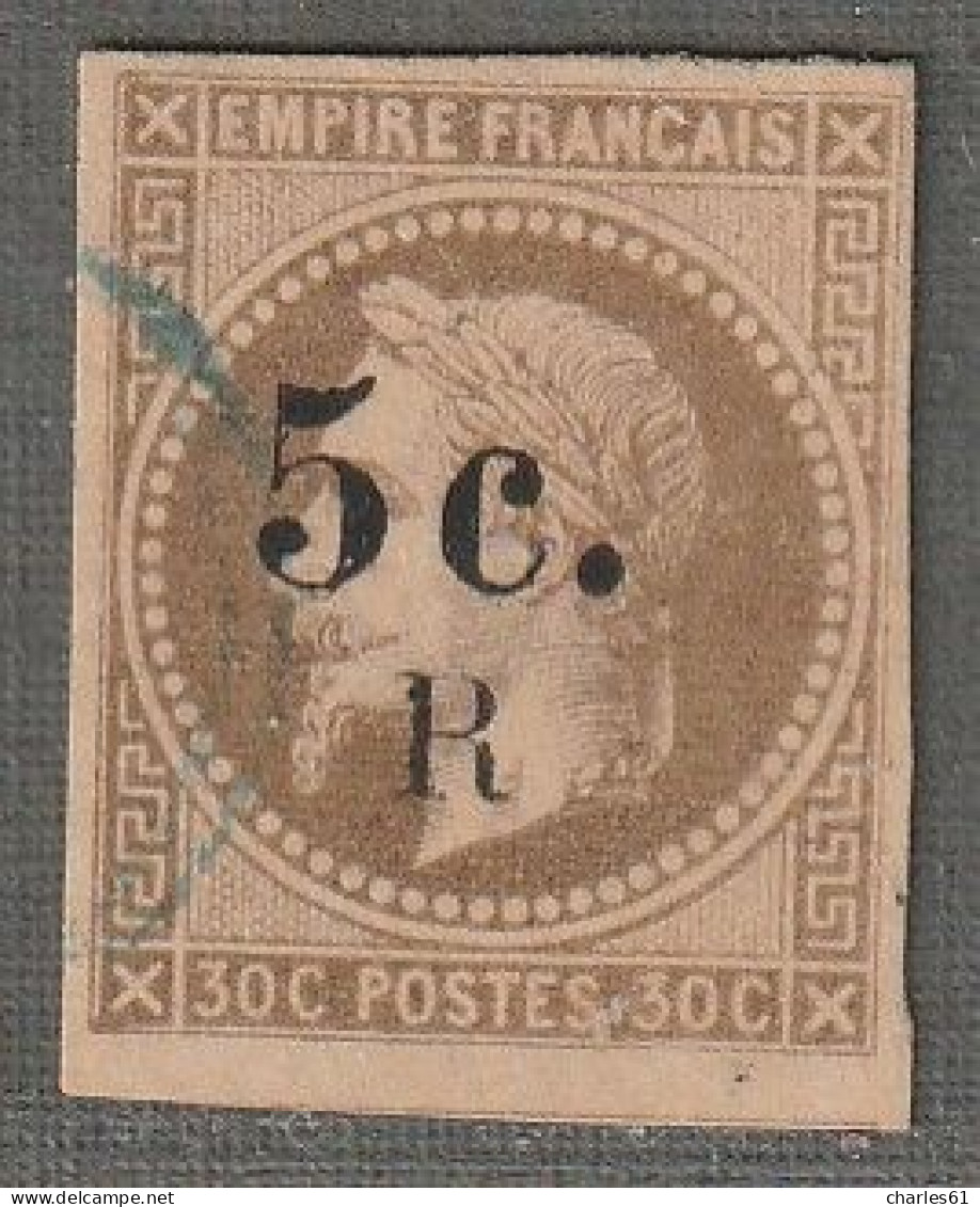 REUNION - N°5a Obl (1885-86) 5c Sur 30c Brun Foncé - Usados