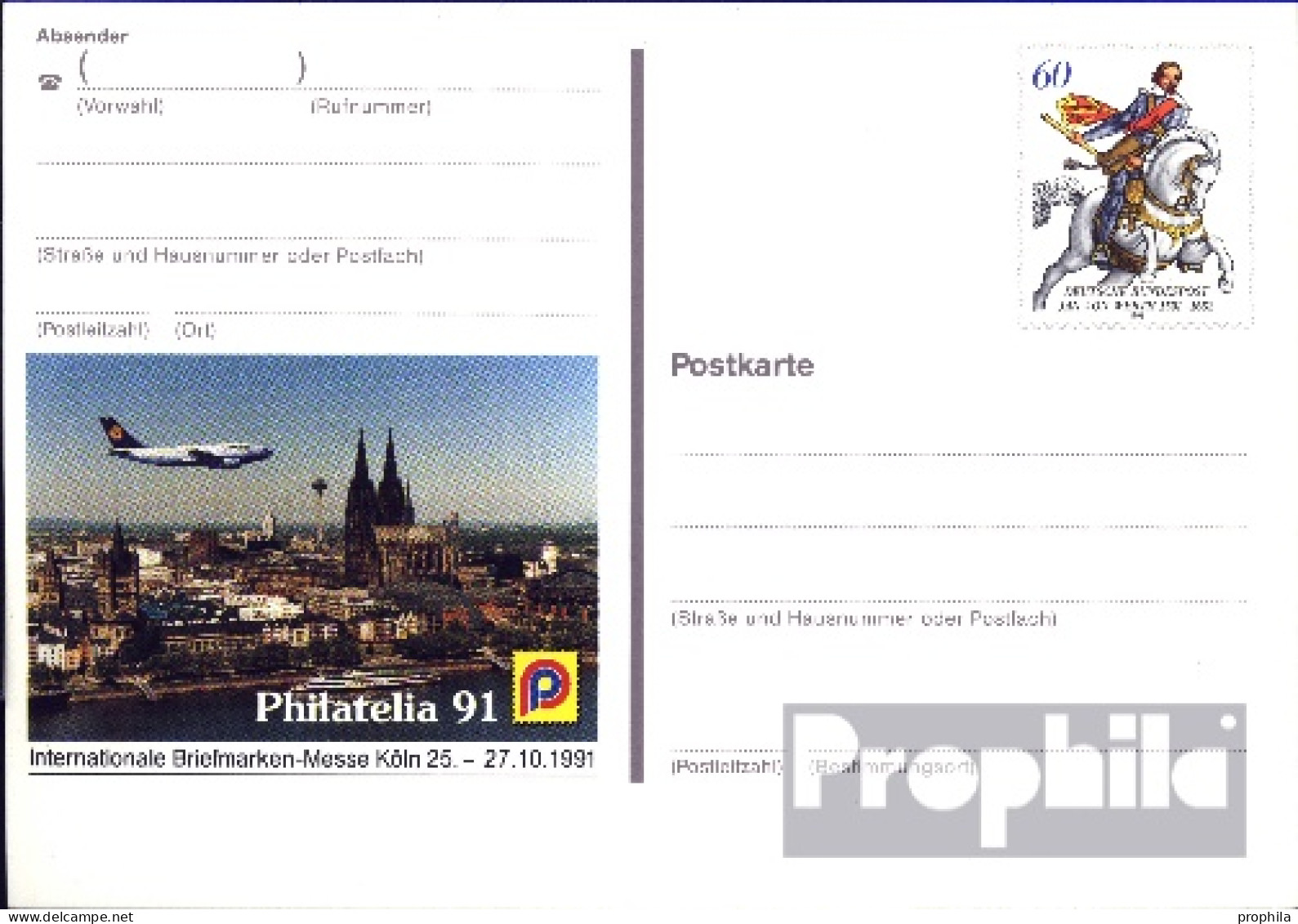 BRD PSo25 Sonderpostkarte Gefälligkeitsgestempelt Gebraucht 1991 PHILATELIA 92 - Sonstige & Ohne Zuordnung