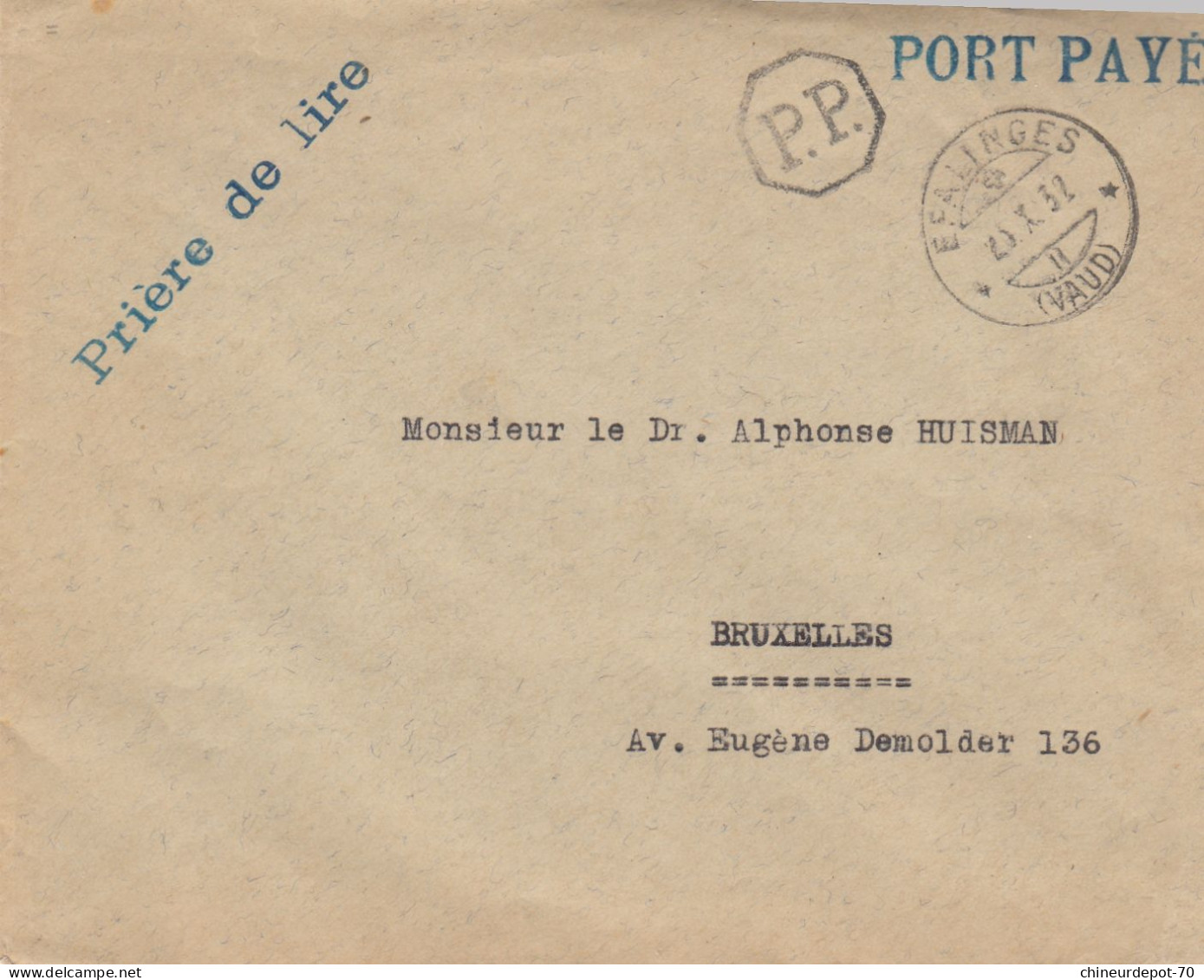 Epalinges 1932 Port Paye - Covers & Documents