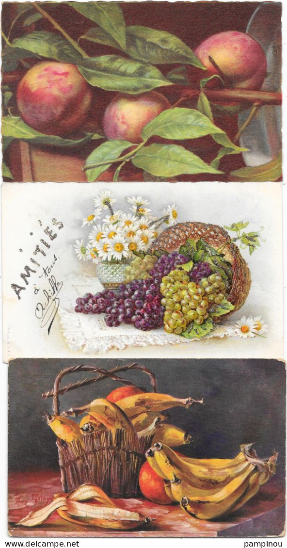 Beau Lot 12 Cpa Thème Les FRUITS - Cerises, Raisins, Pommes, Pèches, Bananes ++++ - Other & Unclassified