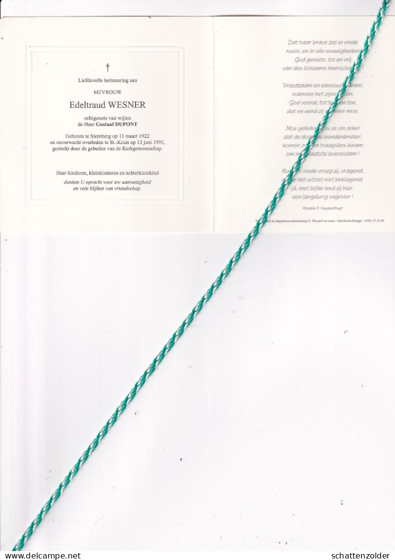 Edeltraud Wesner-Dupont, Sternberg 1922, Sint-Kruis 1995. Foto - Décès