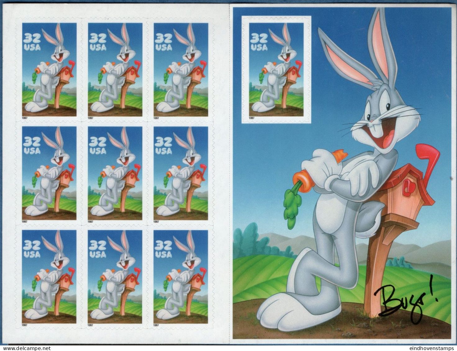 USA 1997 Bugs Bunny Foil Sheet MNH, Carrot Walt Disney - Fumetti