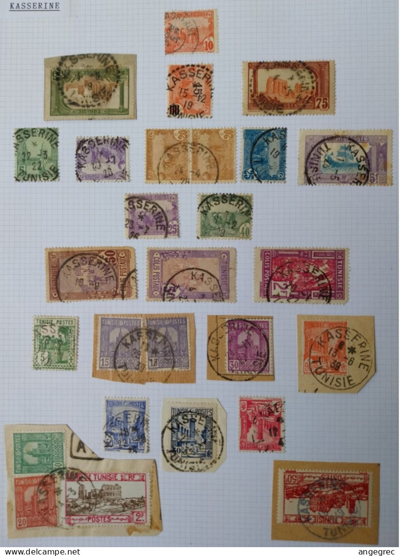 Tunisie Lot Timbre Oblitération Choisies Kasserine, Kasserine Gare Dont Colis Postaux Et Fragment Cachet Perlé   à Voir - Used Stamps