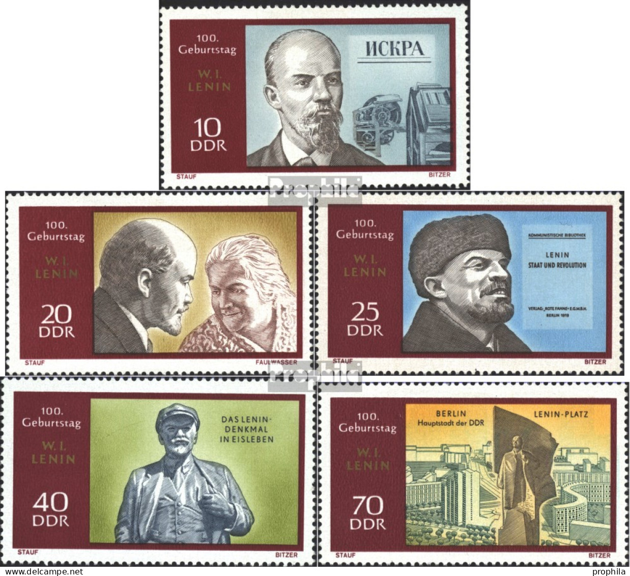 DDR 1557-1561 (kompl.Ausgabe) Postfrisch 1970 Lenin - Unused Stamps