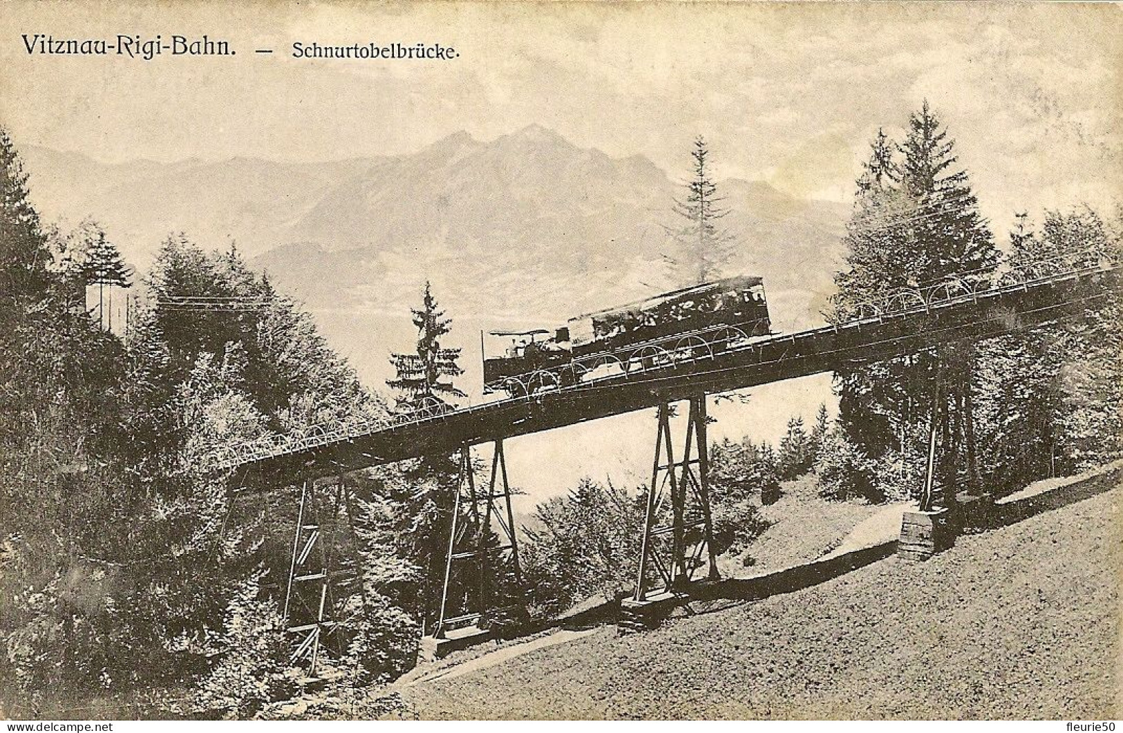 Suisse - VITZNAU-RIGI-BAHN - Schnurtoblbrücke. Train A Crémaillère (non écrite). - Vitznau