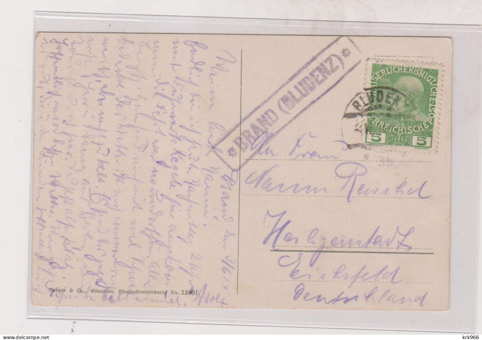 AUSTRIA  WIEN 1914 BRAND  BLUDENZ  Postal Agency Nice Postcard - Lettres & Documents