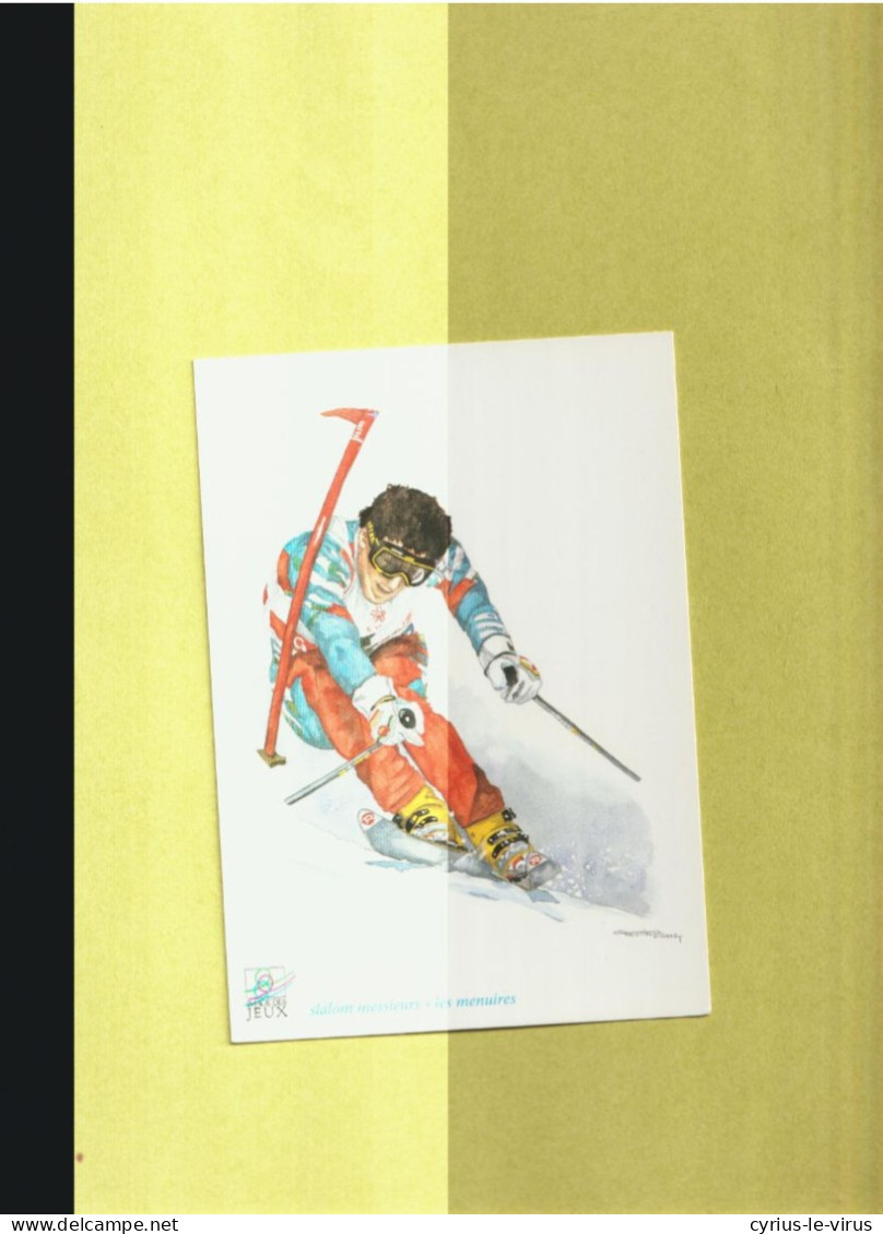 Jeux Olympiques ** Slalom Messieurs ** Les Menuires ** Aquarelle Christian Burdet - Wintersport