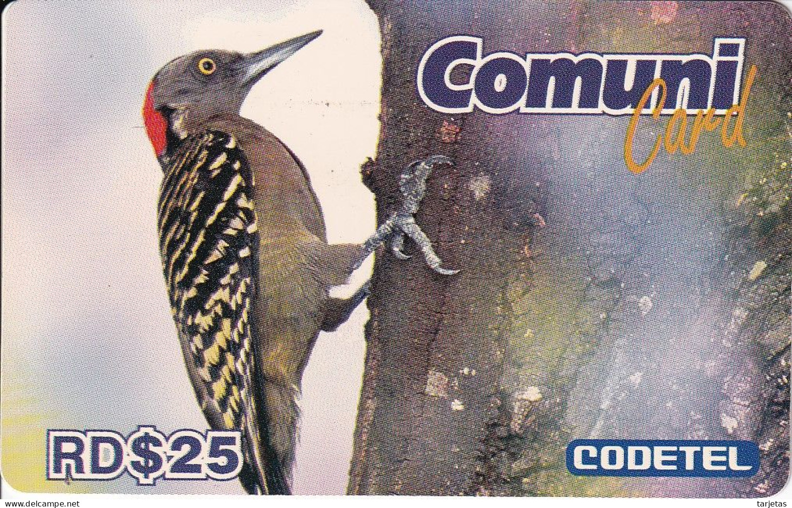 TARJETA DE REPUBLICA DOMINICANA DE UN PAJARO CARPINTERO (BIRD-PAJARO) CODETEL - Dominicana