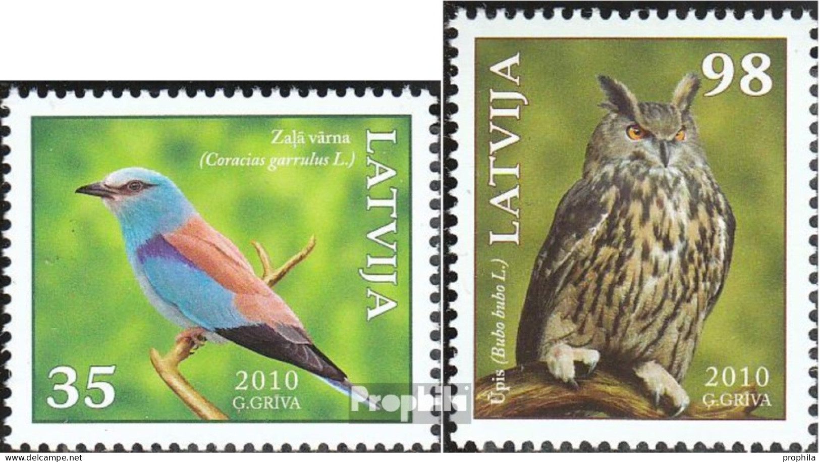 Lettland 788-789 (kompl.Ausg.) Postfrisch 2010 Vögel - Lettonie