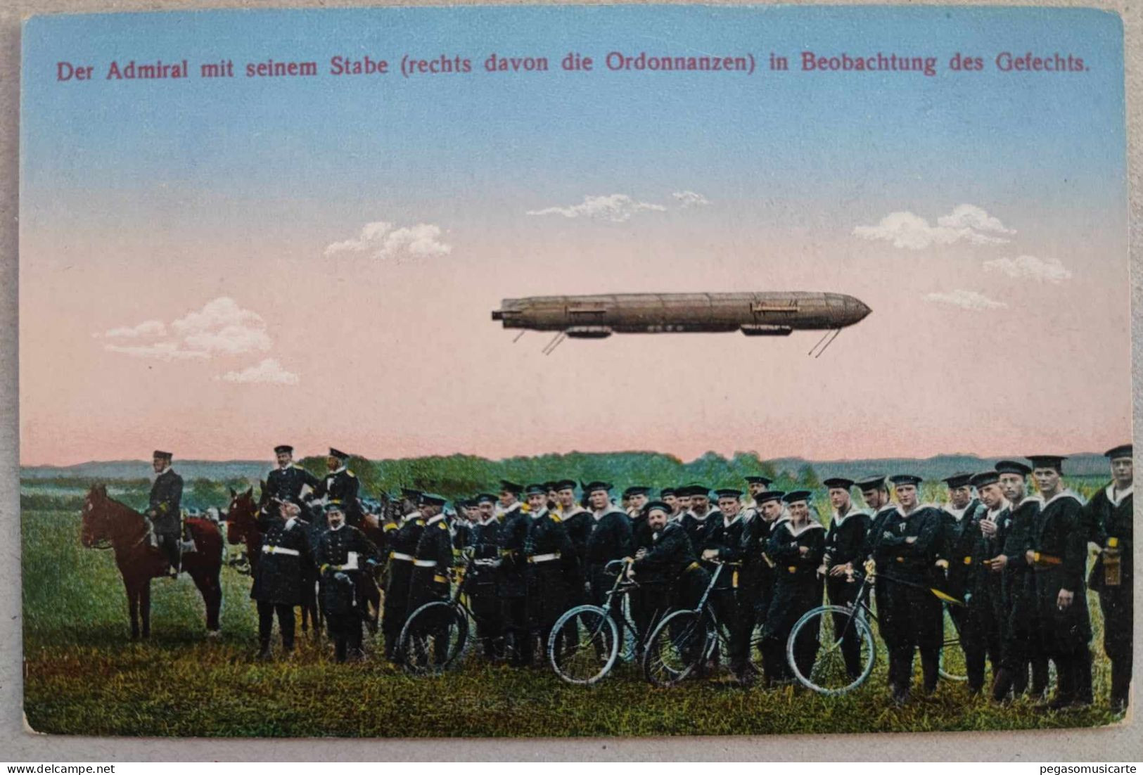 BF003 DER ADMIRAL MIT SEINEM STABE RECHTS DAVON DIE ORDONNANZEN BEOBACHTUNG DES GEFECHTS DIRIGIBILE AIRSHIP LUFTSCHIFF - Manovre