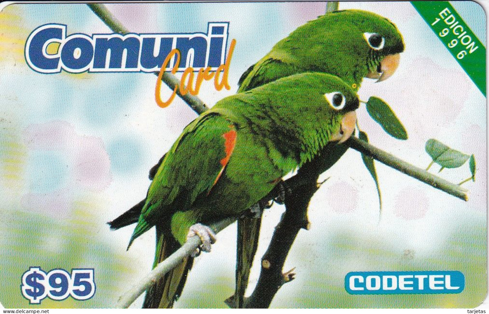 TARJETA DE REPUBLICA DOMINICANA DE UN LORO - EDICION 1996 (BIRD-PAJARO-PARROT) CODETEL - Dominik. Republik