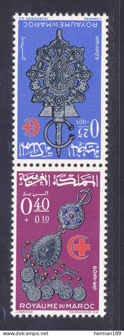 MAROC N°  507A ** MNH Neufs Sans Charnière, TB (D7775) Croissant Rouge, Paires Tête Bêche - 1966 - Marruecos (1956-...)