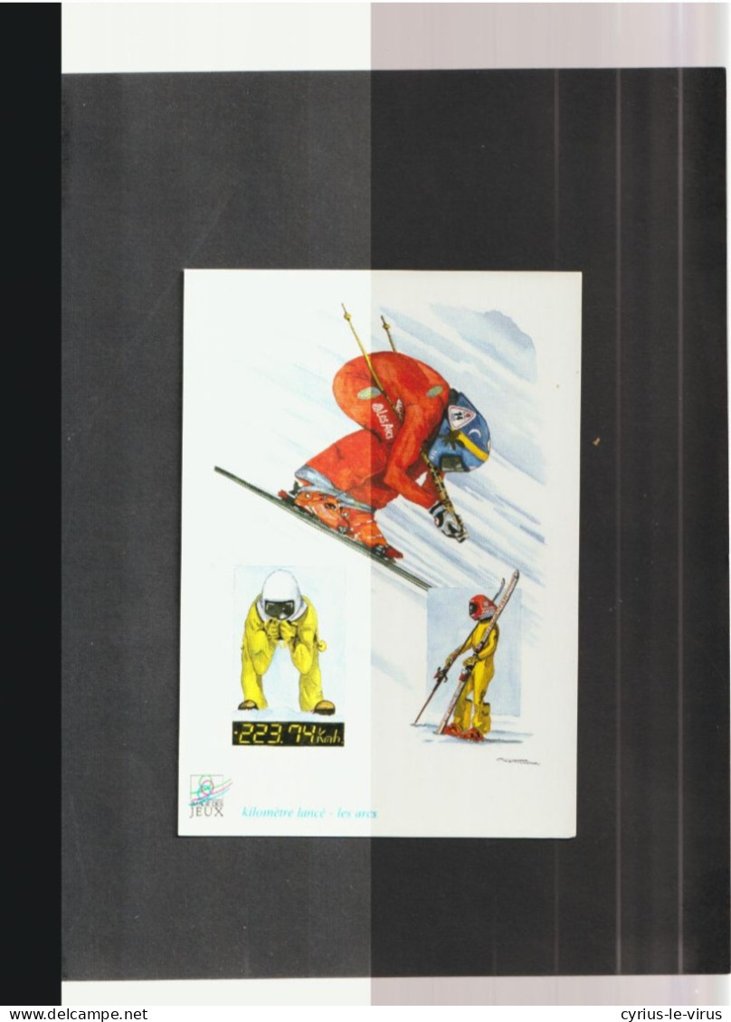 Jeux Olympiques ** Kilomètre Lancé ** Les Arcs  ** Aquarelle Christian Burdet - Sport Invernali