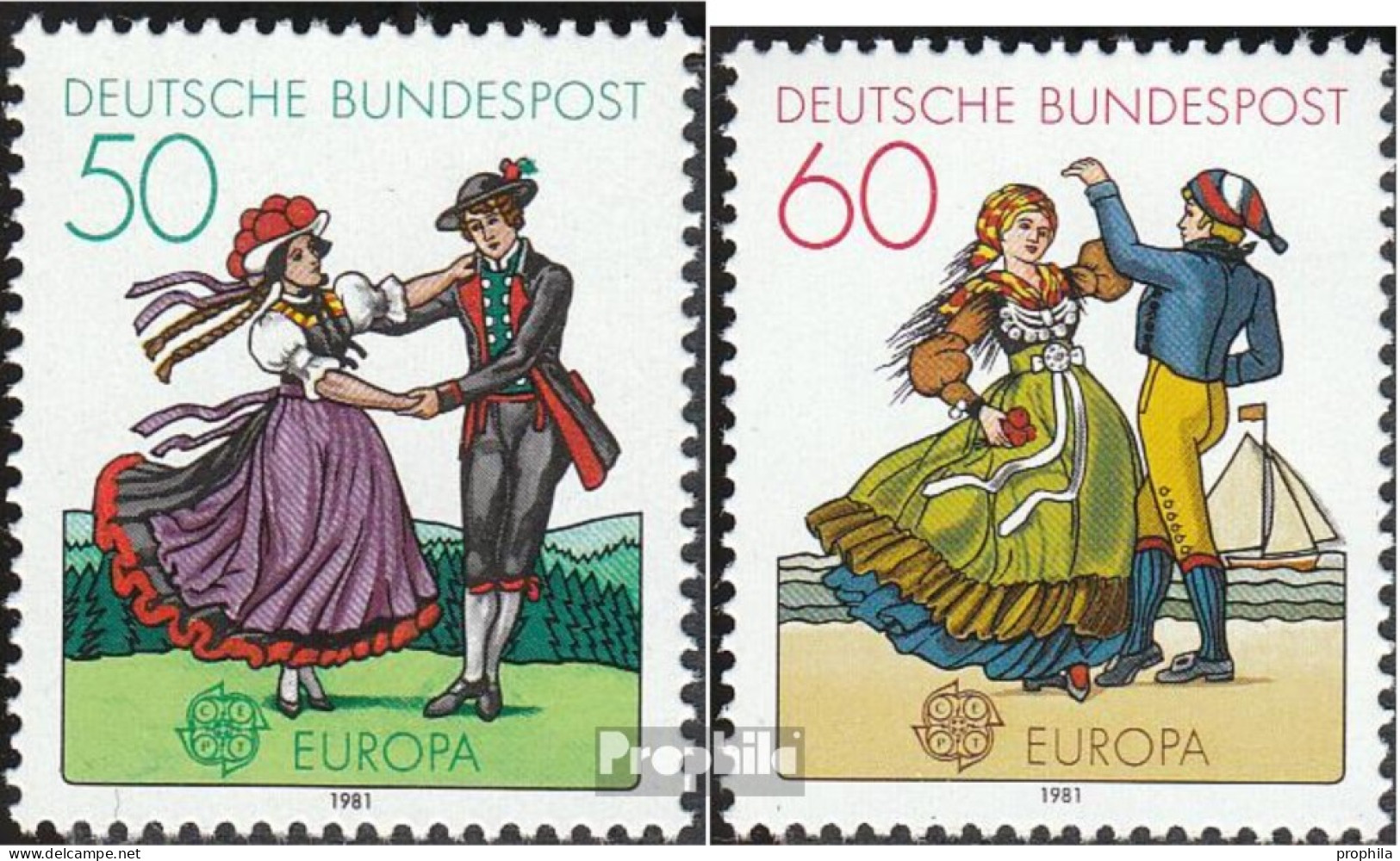 BRD 1096-1097 (kompl.Ausgabe) Postfrisch 1981 Europamarken - Trachten - Unused Stamps