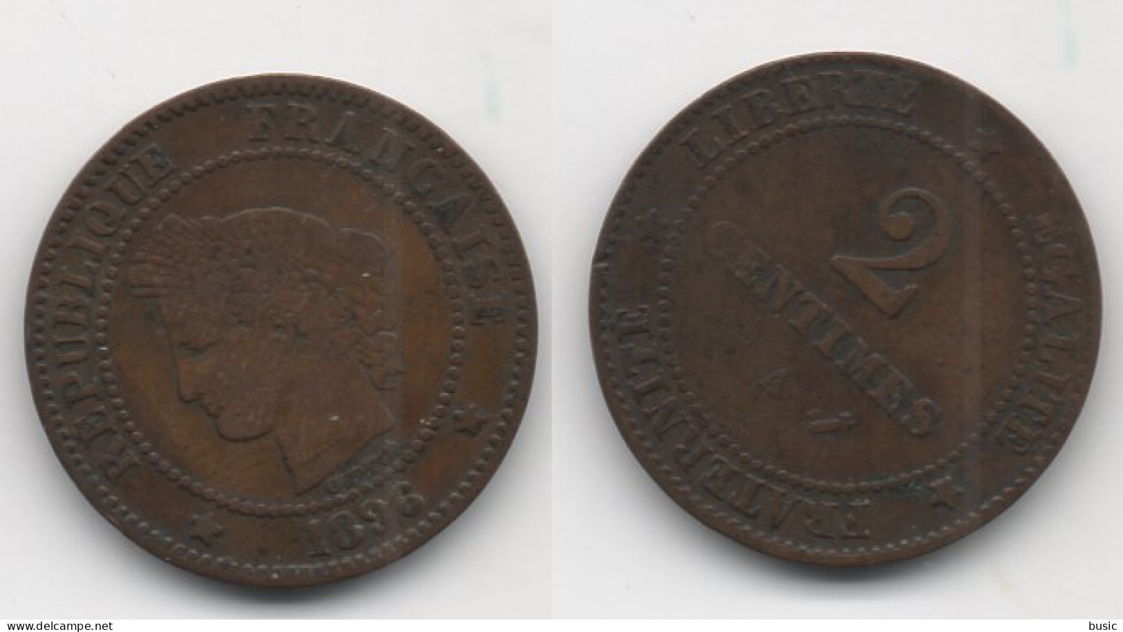 +  2 CENTIMES 1896 + - 2 Centimes