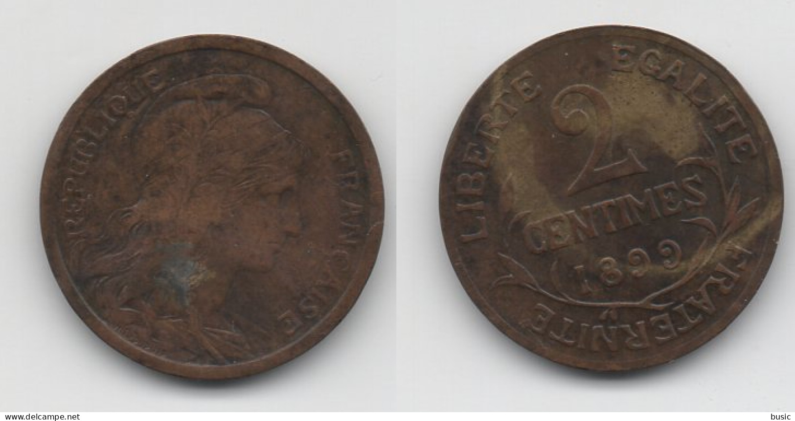 +  2 CENTIMES 1899 + - 2 Centimes