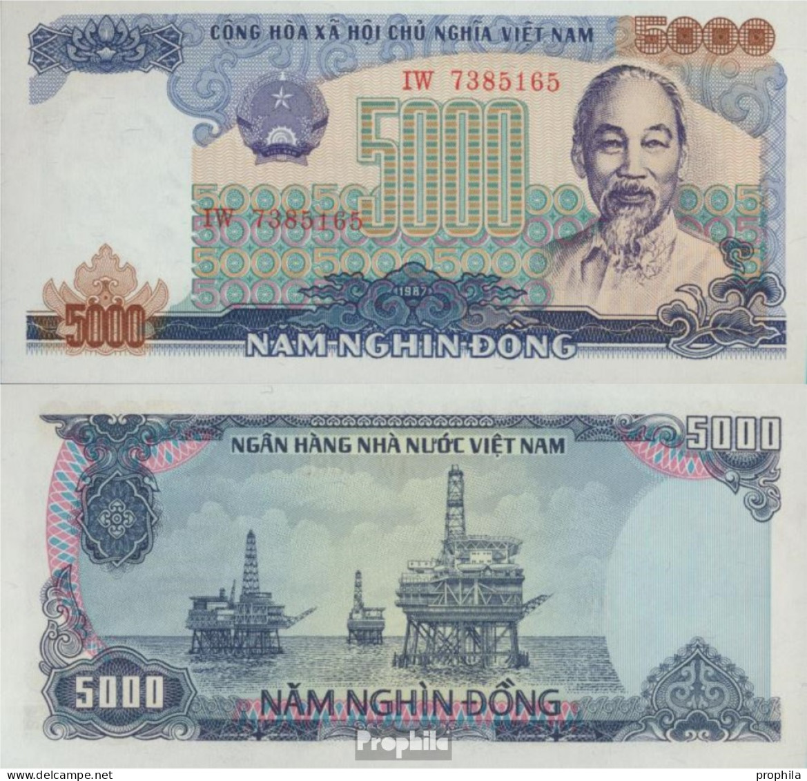 Vietnam Pick-Nr: 104a Bankfrisch 1987 5.000 Dong - Viêt-Nam