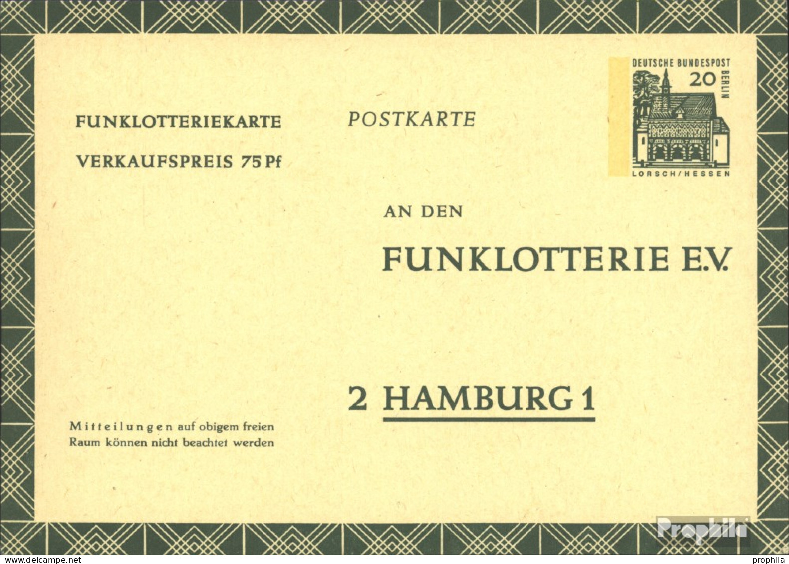 Berlin (West) FP8 Funklotterie-Postkarte Gefälligkeitsgestempelt Gebraucht 1966 Dt. Bauwerke I - Postcards - Used