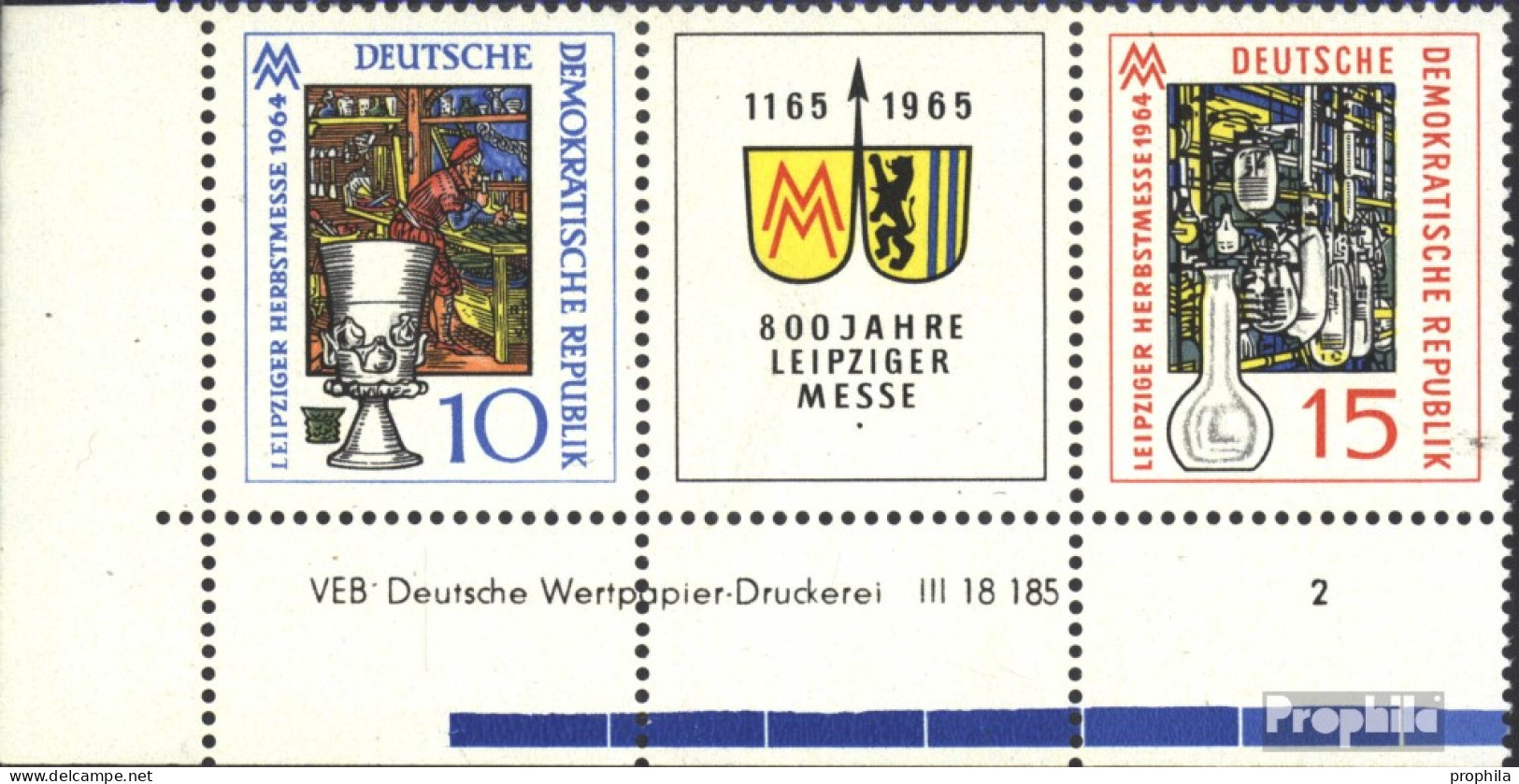 DDR WZd141DV Mit Druckvermerk (kompl.Ausg.) Postfrisch 1964 Leipziger Messe - Zusammendrucke