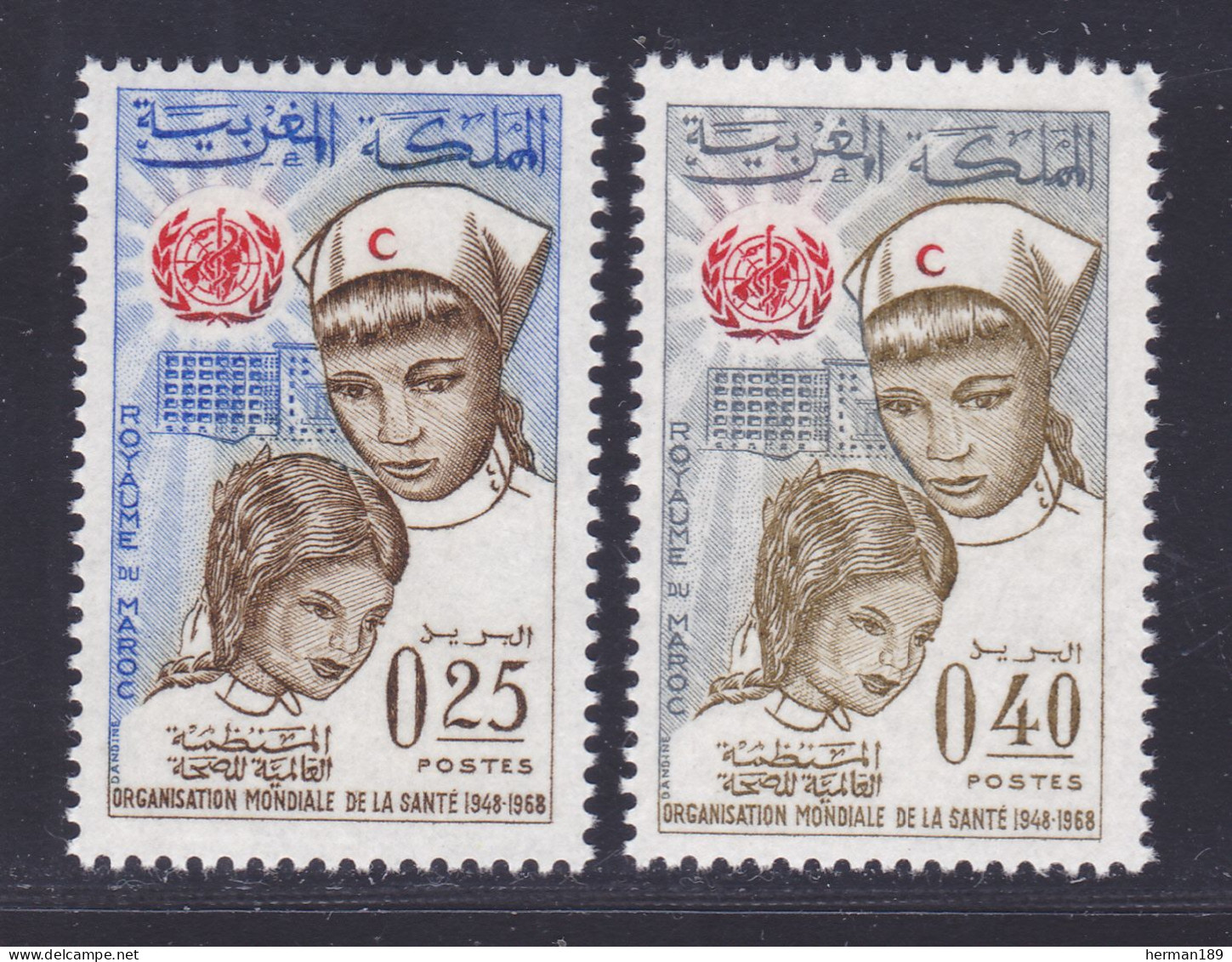 MAROC N°  555 & 556 ** MNH Neufs Sans Charnière, TB (D7779) O.M.S. - 1968 - Maroc (1956-...)