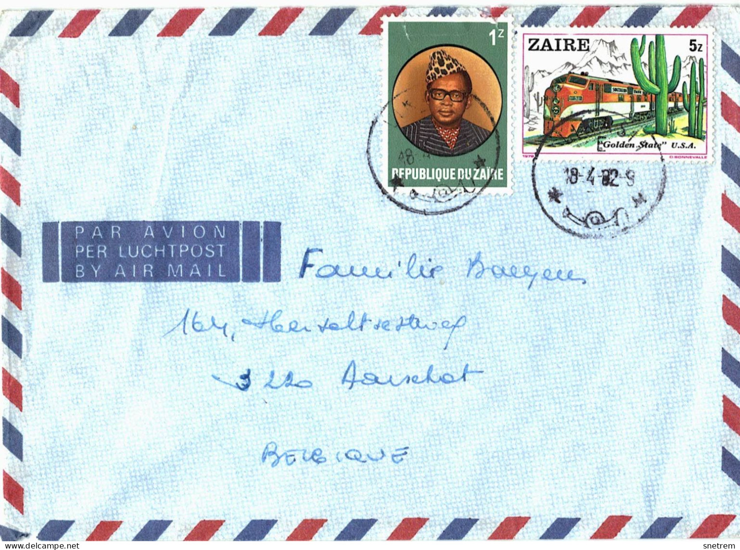 Congo Belge - 4 Lettres Timbrées Mobutu - De Likasi - Congo Belge