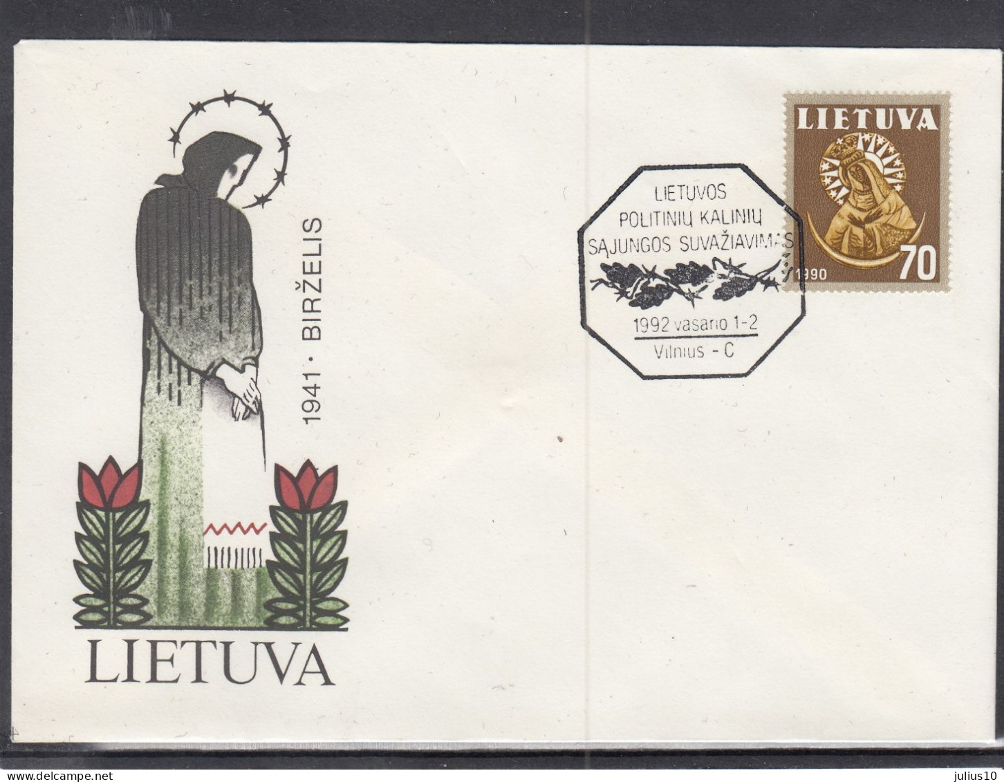 LITHUANIA 1992 Cover Special Cancel Political Prisoners Congress #LTV262 - Lithuania