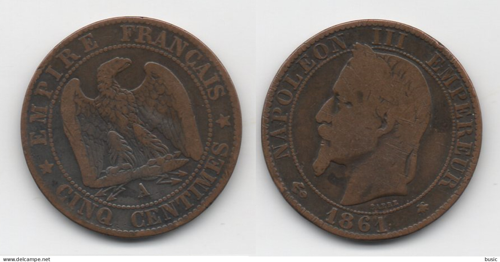 + 5 CENTIMES 1861 A  + - 5 Centimes