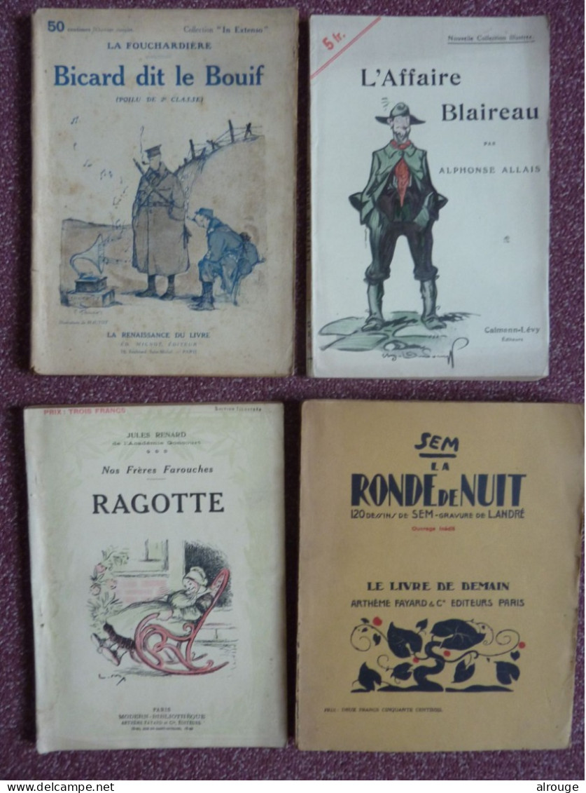 Lot De 4 Romans: Bricard Dit Le Bouif (Poilu De 2è Classe) La Fouchardière, Illustrations De Hautot, 79 Pages 1917 L'Aff - Lots De Plusieurs Livres