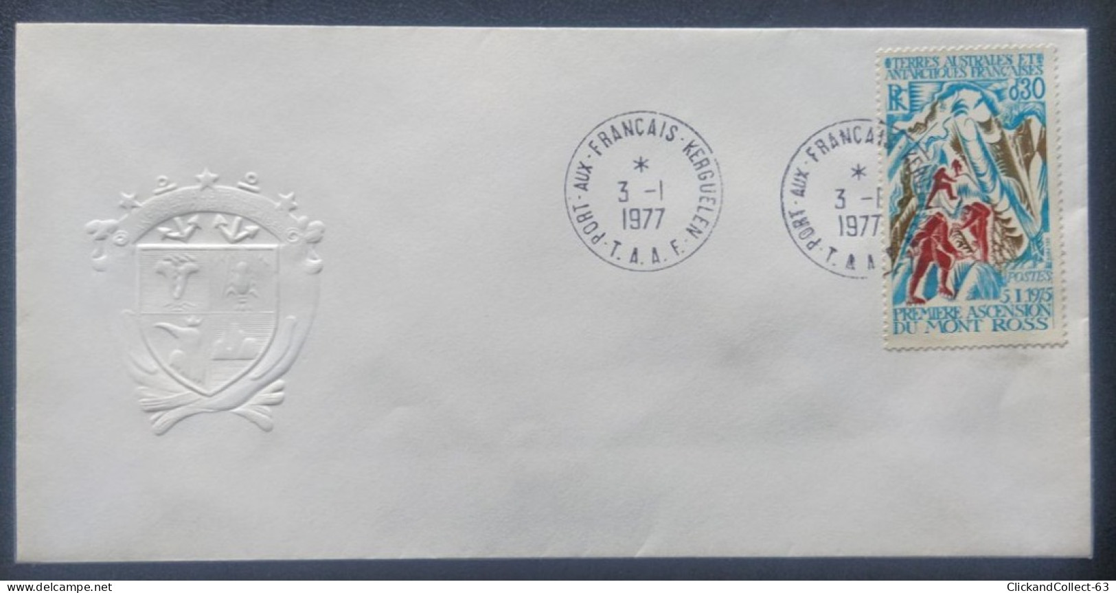 Enveloppe Premier Jour Mont Ross Timbre N° 61 TAAF Kerguelen 1977 - FDC