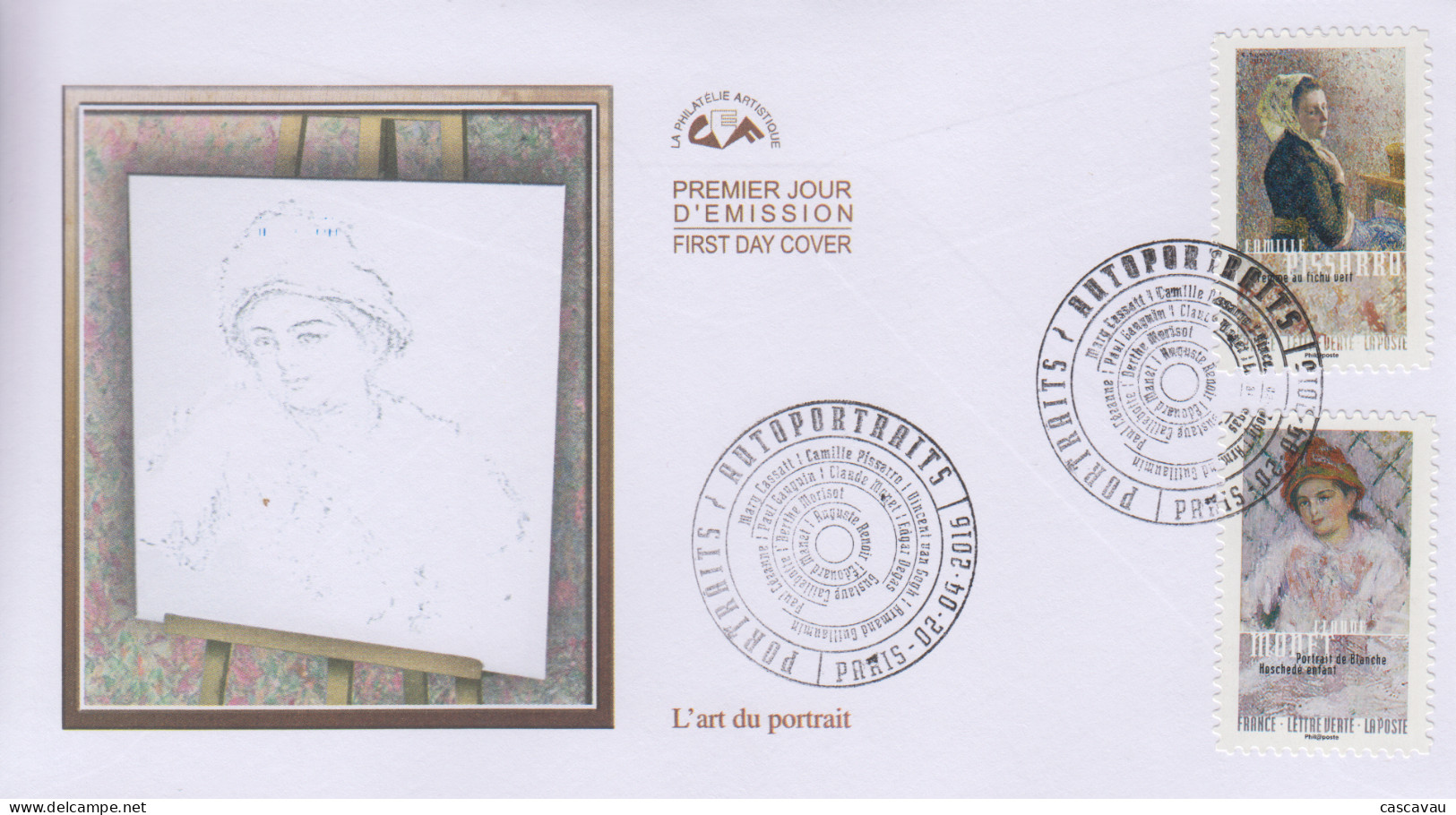 Enveloppe  FDC   1er  Jour   FRANCE   L' ART  Du  PORTRAIT   Oeuvres  De   PISSARRO  Et  MONET    2016 - 2010-2019