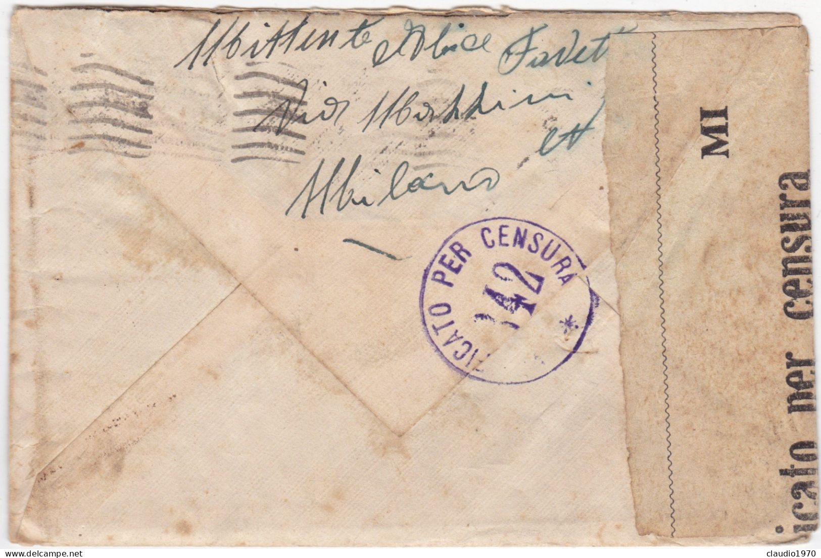 ITALIA - REGNO - POSTA MILITARE - MILANO - BUSTA - VIAGGIATA PER 10° BERSGLIERI COMPAGNIA MOTOCICLISTI 1942 - Correo Militar (PM)