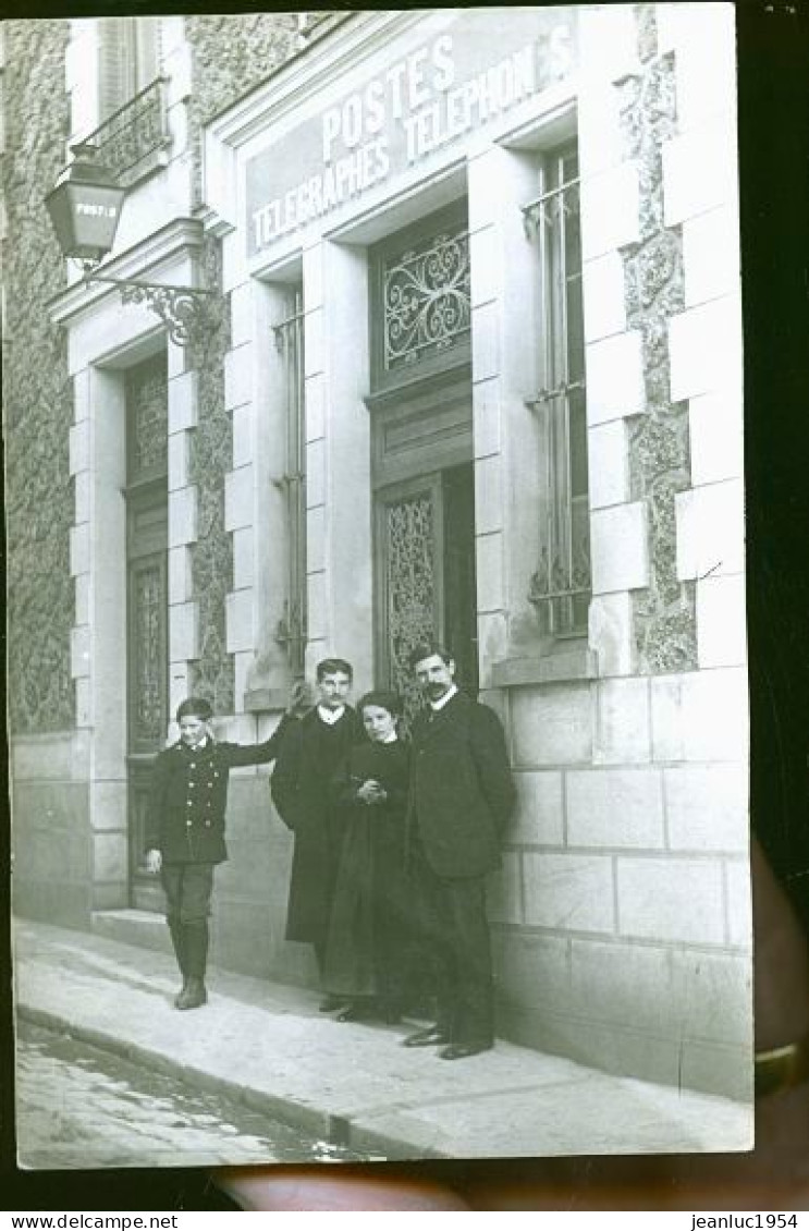 VERNEUIL SUR SEINE LA POSTE CP PHOTO RARE FAMILLE TELLIER - Verneuil Sur Seine