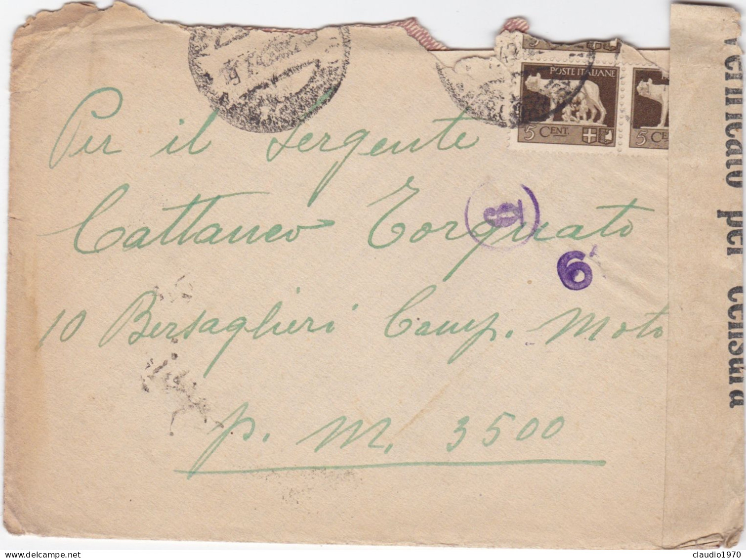 ITALIA - REGNO - POSTA MILITARE - MILANO - BUSTA - VIAGGIATA PER 10° BERSGLIERI COMPAGNIA MOTOCICLISTI 1942 - Correo Militar (PM)