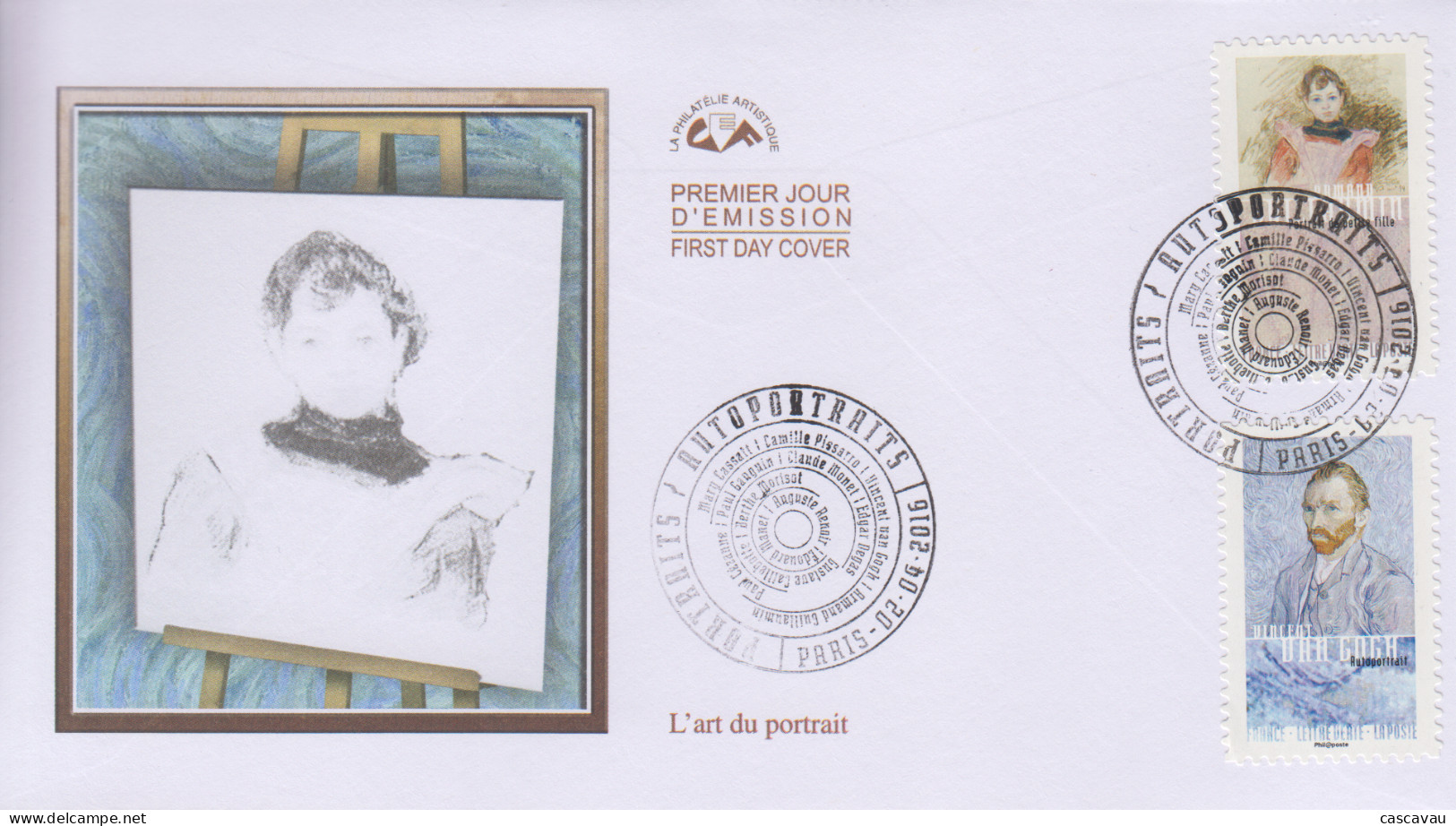 Enveloppe  FDC   1er  Jour   FRANCE   L' ART  Du  PORTRAIT   Oeuvres  De   GUILLAUMIN   Et   VAN GOGH    2016 - 2010-2019