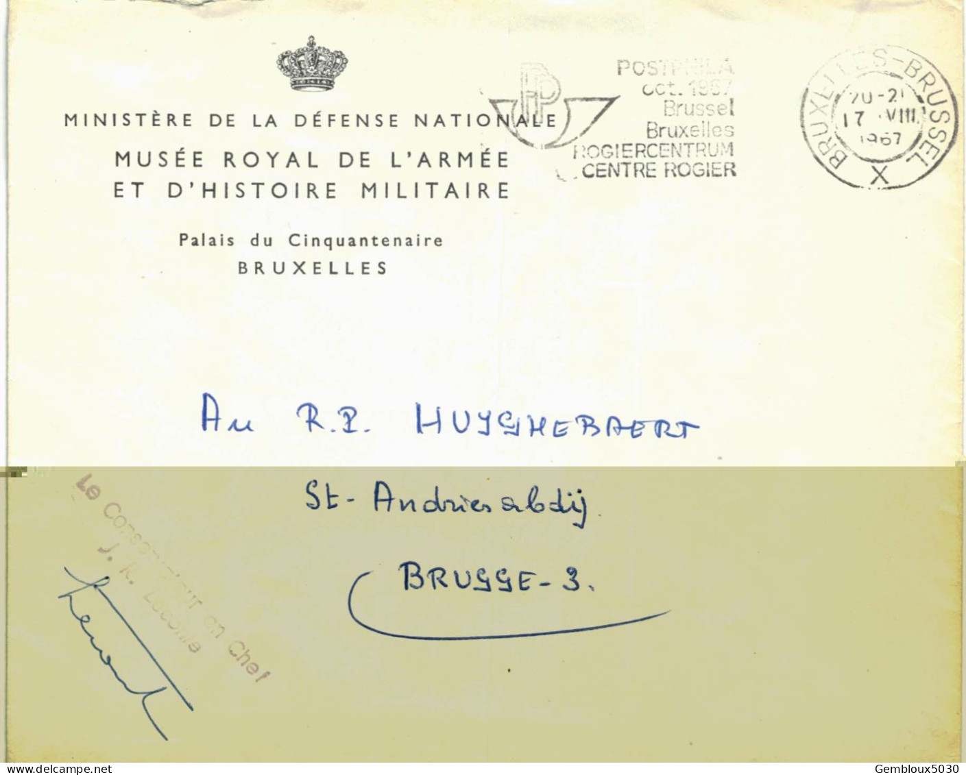 (01) Belgique Enveloppe écrite De Bruxelles Ministère De La Défense Vers Brugge - Cartas & Documentos